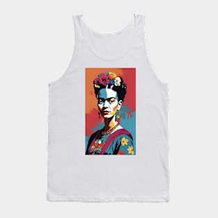 Frida's Chromatic Aura: Colorful Portrait Tank Top